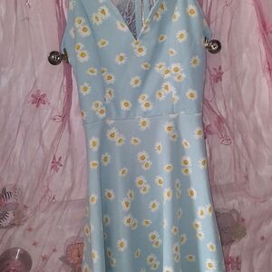 No Boundaries Light Blue Daisy Mini Dress